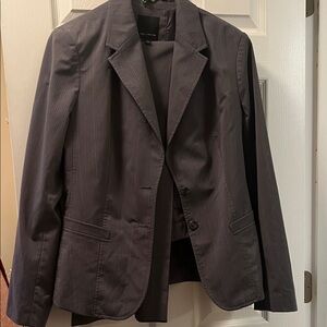 Dark Gray Pinstripe Blazer and Skirt Set